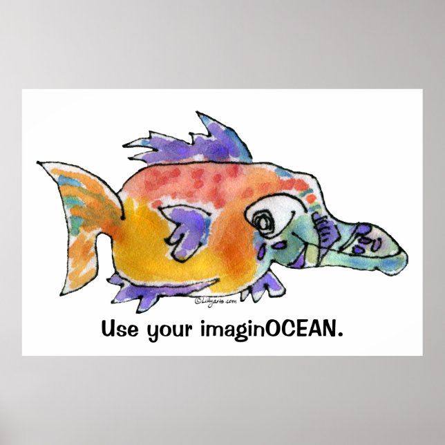 Cartoon Funny Fish 099 ImaginOCEAN Poster Large (Front)