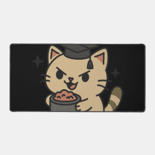 Cartoon Funny Scholar Cat Tuna Paws Desk Mat