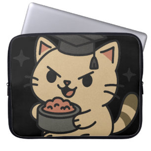 Cartoon Funny Scholar Cat Tuna Paws Laptop Sleeve