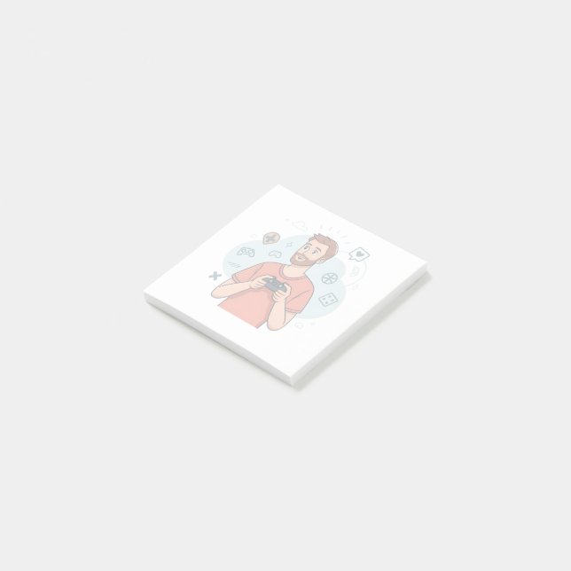 Cartoon Gamer Character Illustration Post-it Notes (Angled)