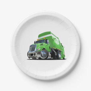 Cartoon garbage truck paper plate