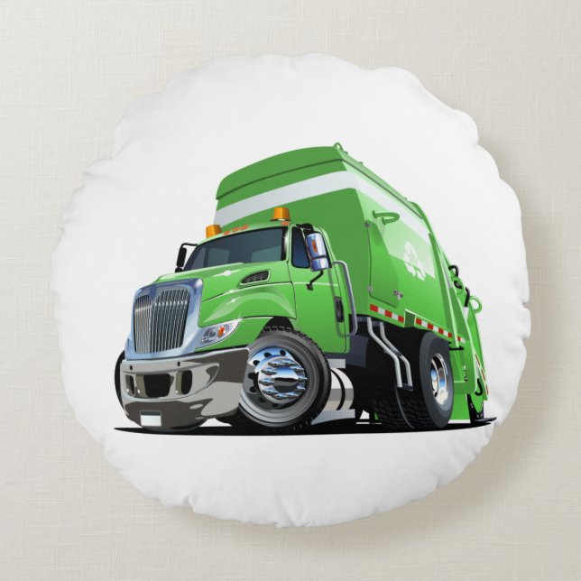 Cartoon garbage truck round cushion (Front)