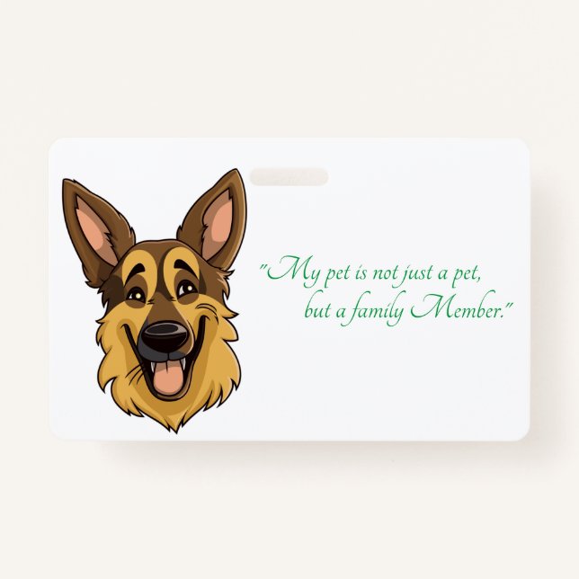 Cartoon German Shepherd Dog | ID Badge (Front)