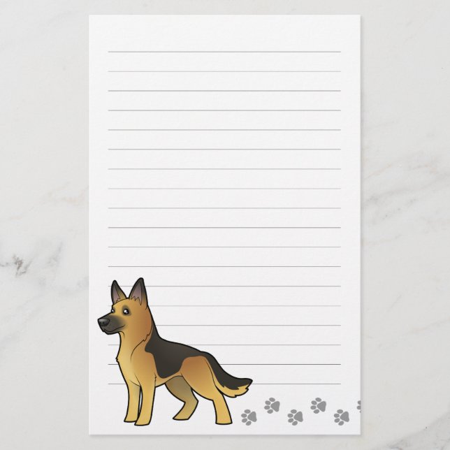 Cartoon German Shepherd Stationery (Front)