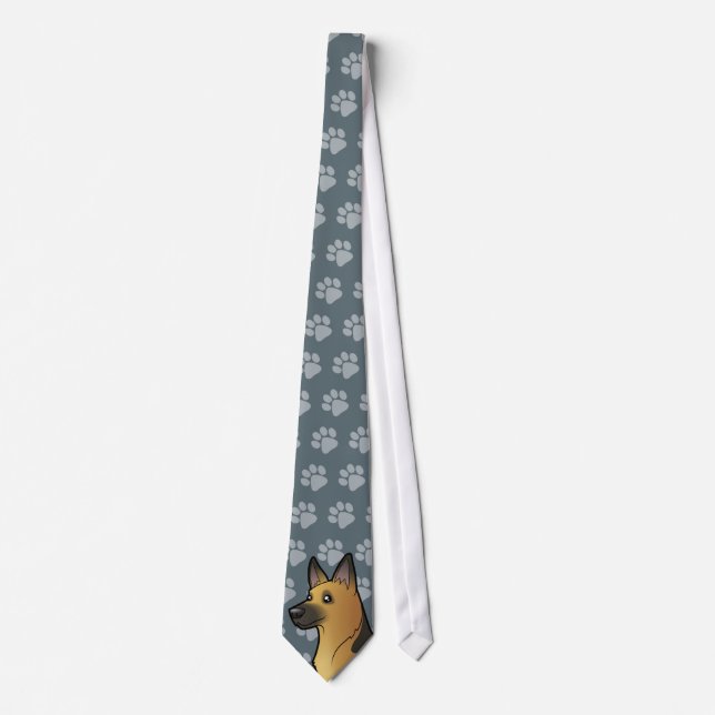 Cartoon German Shepherd Tie (Front)