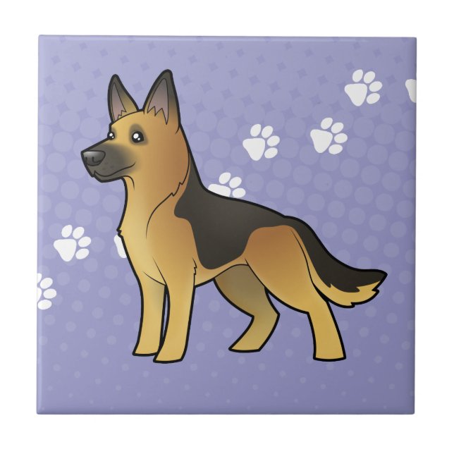 Cartoon German Shepherd Tile (Front)