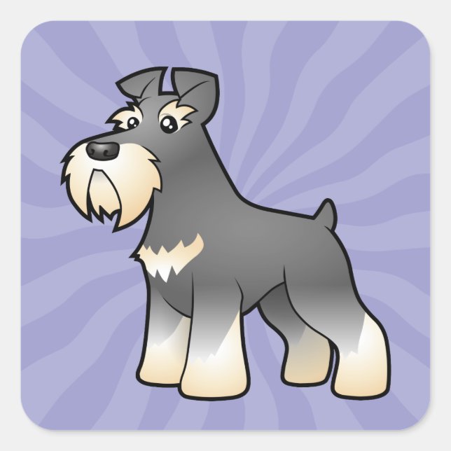Cartoon Giant/Standard/Miniature Schnauzer Square Sticker (Front)