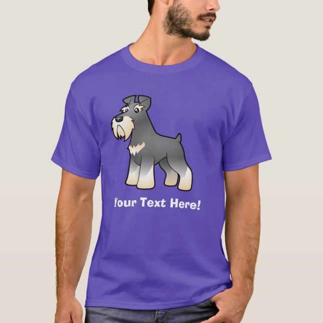 Cartoon Giant/Standard/Miniature Schnauzer T-Shirt (Front)