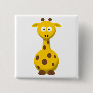 Cartoon Giraffe 15 Cm Square Badge