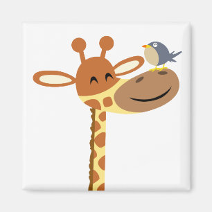 Cartoon Giraffe and Friend magnet
