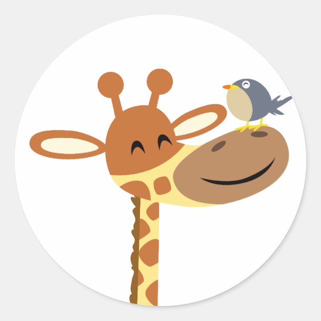 Cartoon Giraffe and Friend sticker (Front)