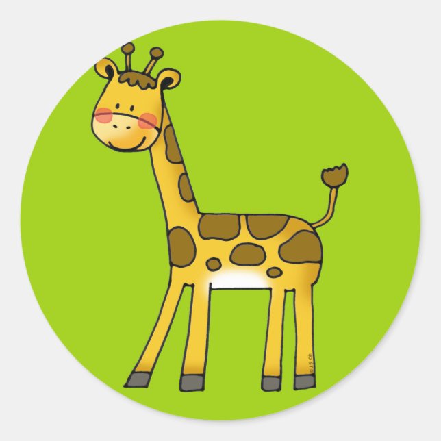 cartoon giraffe classic round sticker (Front)