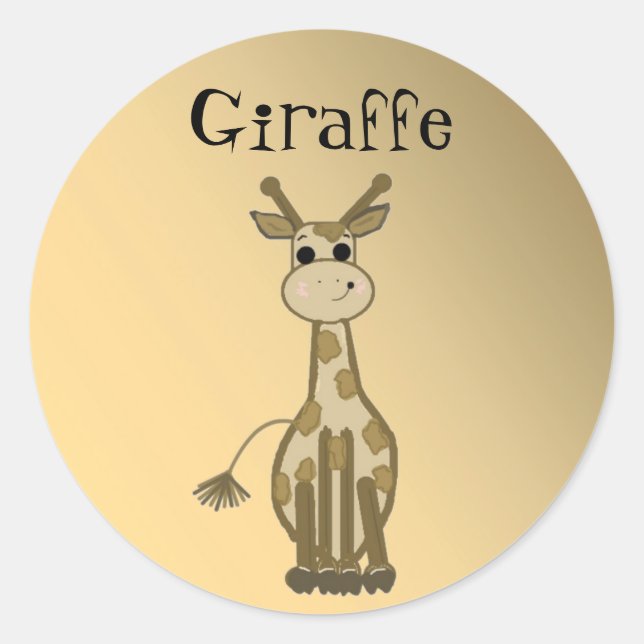 Cartoon Giraffe Classic Round Sticker (Front)