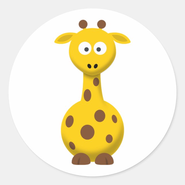 Cartoon Giraffe Classic Round Sticker (Front)