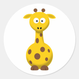 Cartoon Giraffe Classic Round Sticker