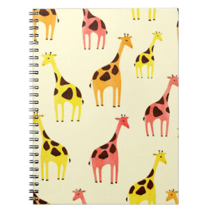 Cartoon Giraffe: Colorful Vintage Pattern. Notebook