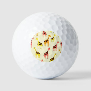 Cartoon Giraffe: Colourful Vintage Pattern. Golf Balls