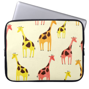 Cartoon Giraffe: Colourful Vintage Pattern. Laptop Sleeve