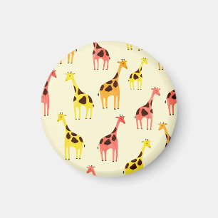 Cartoon Giraffe: Colourful Vintage Pattern. Magnet