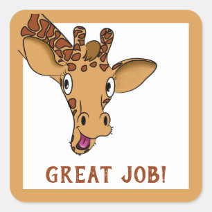 Cartoon Giraffe Encouragement Square Sticker