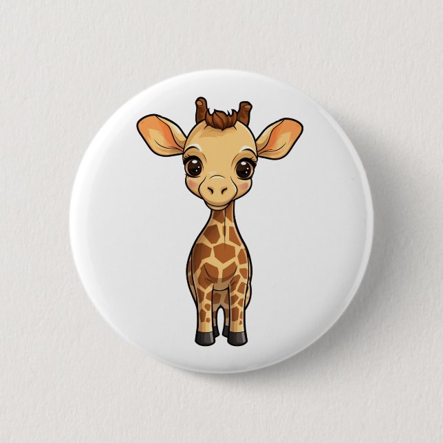 Cartoon giraffe illustration 6 cm round badge (Front)
