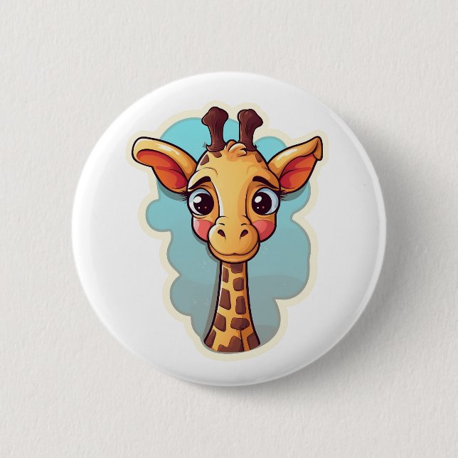 Cartoon giraffe illustration 6 cm round badge (Front)