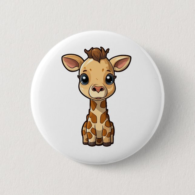 Cartoon giraffe illustration 6 cm round badge (Front)
