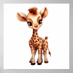 Cartoon giraffe illustration poster