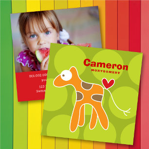 Cartoon Giraffe Kid Profile Photo Calling Card