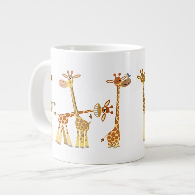 Cartoon Giraffes: The Herd Jumbo Mug (Front Left)