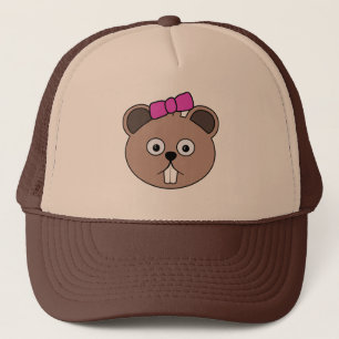 Cartoon Girl Beaver Face Hat
