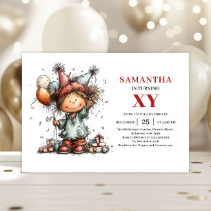 Cartoon Girl Birthday Whimsical invitation