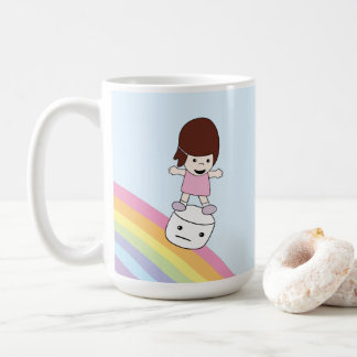 Cartoon Girl on Rainbow w Marshmallow Mug