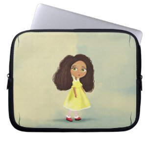 cartoon girl with the curly hair Electronics Bag