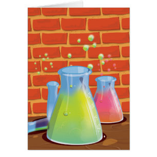 Cartoon Glass Science equipment on a bench