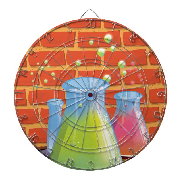 Cartoon Glass Science equipment on a bench Dartboard (Front)
