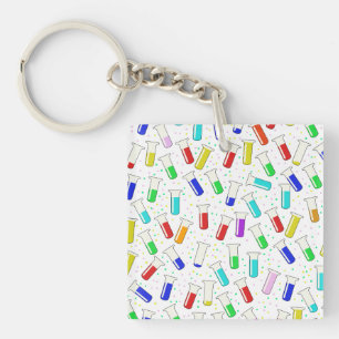 Cartoon glass test tubes key ring