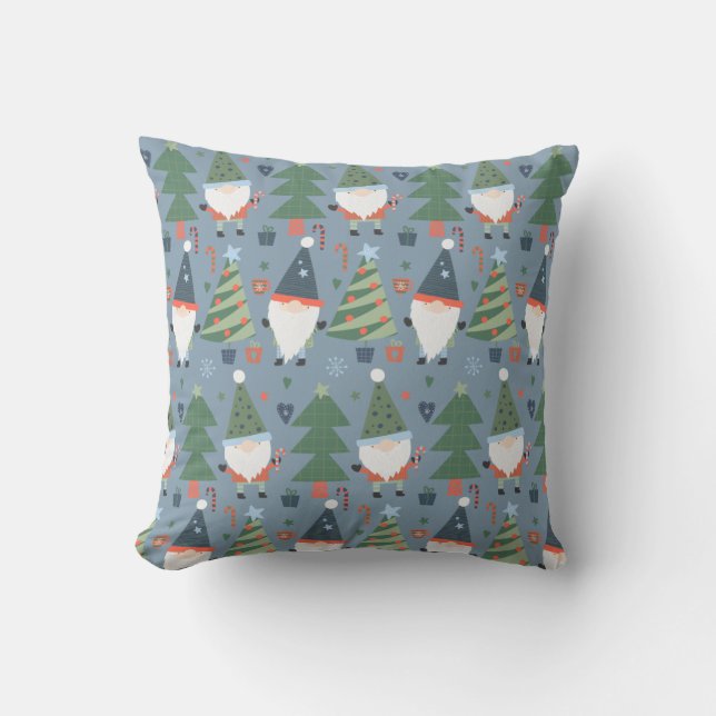 Cartoon Gnomes and Holiday Trees    Cushion (Front)