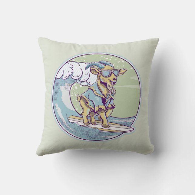 Cartoon goat on a surfboard cushion (Back)