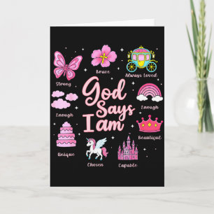 Cartoon God Say I Am Princess Girl Kids Card