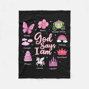Cartoon God Say I Am Princess Girl Kids Fleece Blanket