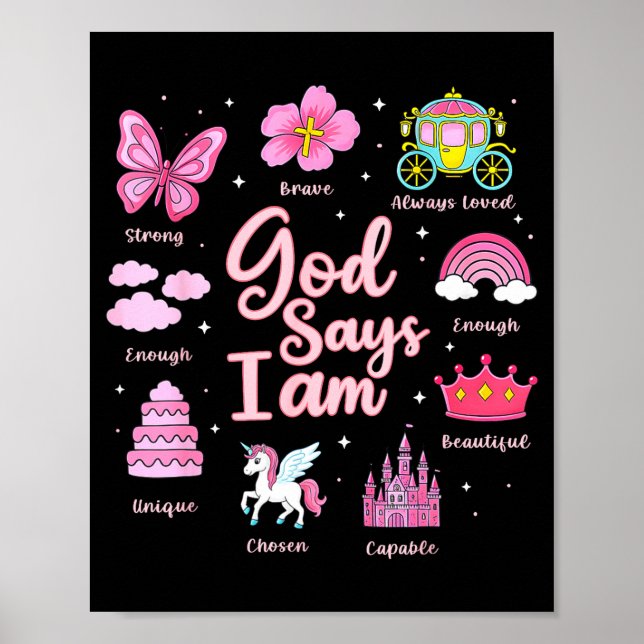 Cartoon God Say I Am Princess Girl Kids  Poster (Front)
