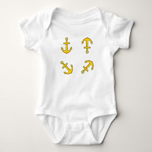 Cartoon Golden Boat Anchor Set Baby Bodysuit (Front)