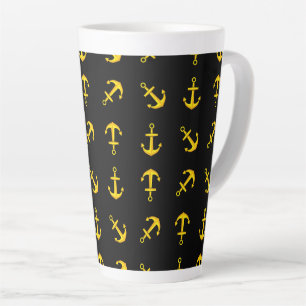 Cartoon Golden Boat Anchor Set Latte Mug