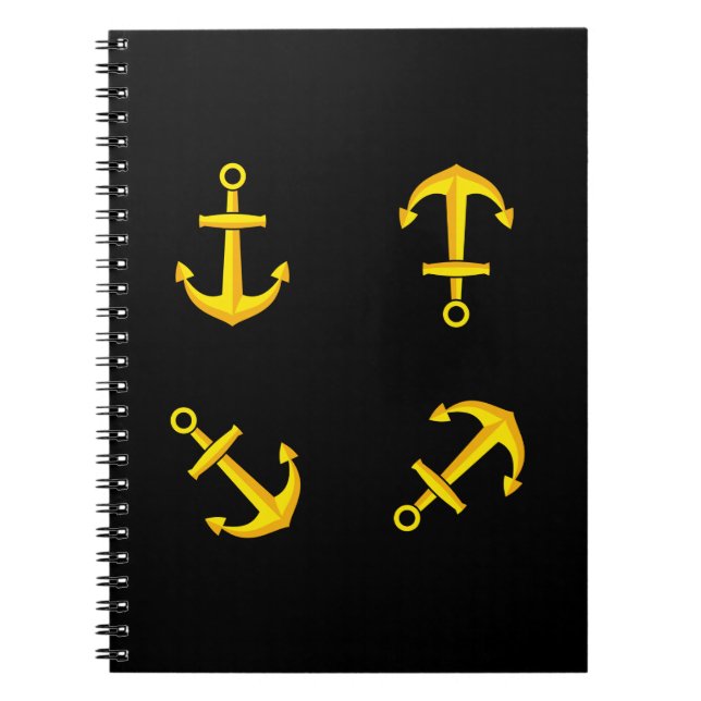 Cartoon Golden Boat Anchor Set Notebook (Front)