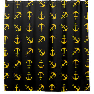 Cartoon Golden Boat Anchor Set Pattern Shower Curtain