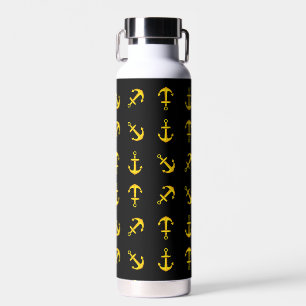 Cartoon Golden Boat Anchor Set Pattern Water Bottle