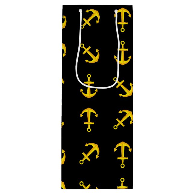 Cartoon Golden Boat Anchor Set Pattern Wine Gift Bag (Front)