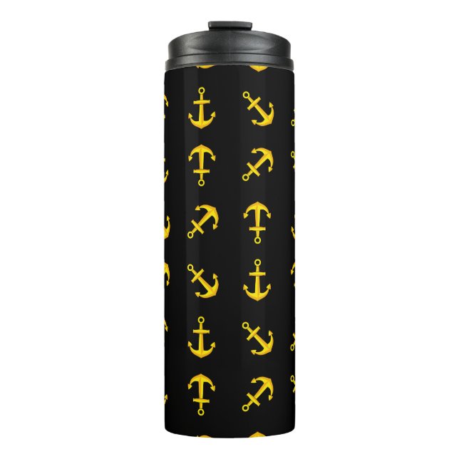 Cartoon Golden Boat Anchor Set Thermal Tumbler (Front)