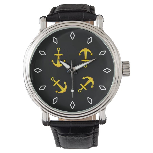 Cartoon Golden Boat Anchor Set Watch (Front)